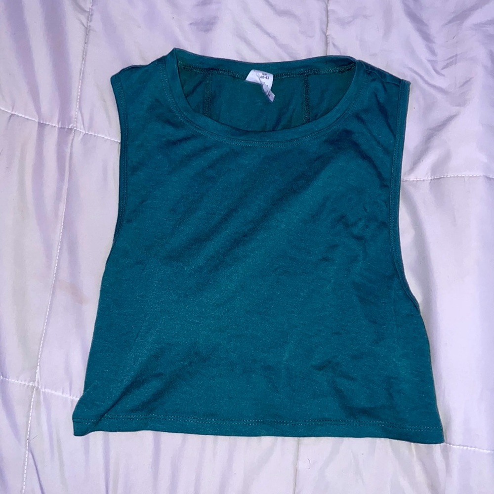 teal medium cropped polyester top